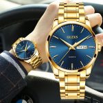 Olevs 6630 (Blue-Golden) Stainless Steel Men Watch