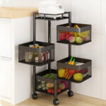 4 Layer (Square) Full Metal Fruit/Vegetable Rack with Wheels