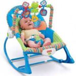 Infant to Toddler Rocker with Music and Vibration Baby Bouncer- Blue